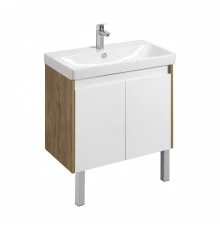 Тумба СКАНДИ DOORS 80, универс., 2 дв., белый глянец/дуб рустикальный (под раковину АДРИАНА 80)