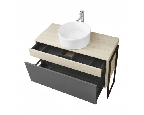 Тумба ЛОФТ УРБАН 100, серый графит, дуб орегон (под раковину MILA 40, MILA 35)