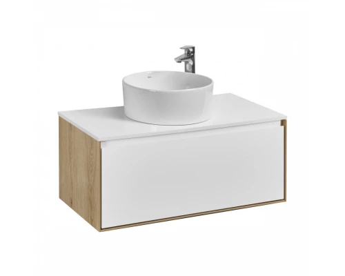 Тумба ЛИБЕРТИ 90,1ящ.,подвесн.,дуб эльвезия/бел.глян. (под рак-ну АДРИАНА 90,MILA 35,MILA 40,ОДРИ 42