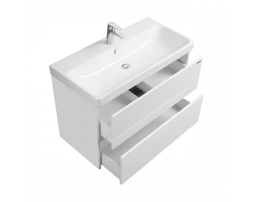 Тумба СКАНДИ 90, подвесная, 2 ящ., белая матовая/белый глянец (под раковину АДРИАНА 90)