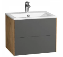 Тумба СОХО 60, дуб веллингтон, графит софт (под раковину ЭЛИНА 60)
