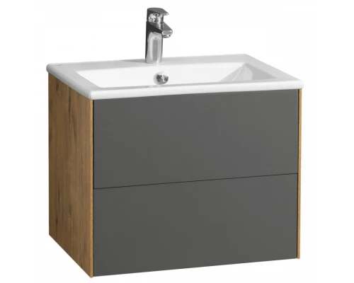 Тумба СОХО 60, дуб веллингтон, графит софт (под раковину ЭЛИНА 60)