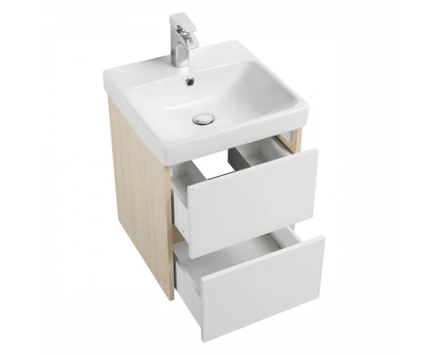 Тумба СКАНДИ 45, подвесная, белая, дуб верона (под раковину АДРИАНА 45)