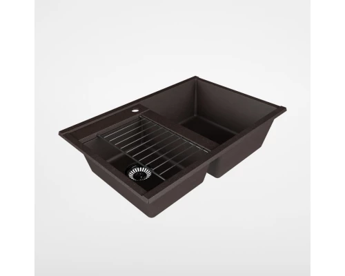 Мойка для кухни  Делия 78 DBL  780x520x218 мм, прямоуг. с крылом, кофе