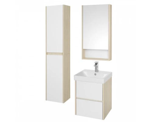 Тумба СКАНДИ 45, подвесная, белая, дуб верона (под раковину АДРИАНА 45)