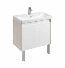 Тумба СКАНДИ DOORS 80, универс., 2 дв., белый глянец/дуб верона (под раковину АДРИАНА 80)