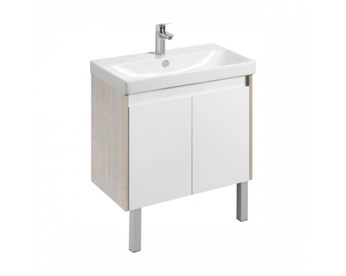 Тумба СКАНДИ DOORS 80, универс., 2 дв., белый глянец/дуб верона (под раковину АДРИАНА 80)