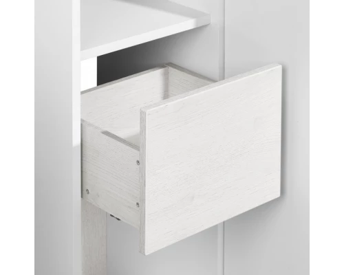 Шкаф-колонна САКУРА 35, подвесная, правая, ольха наварра, белый глянец