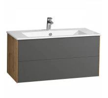 Тумба СОХО 100, дуб веллингтон, графит софт (под раковину ЭЛИНА 100)
