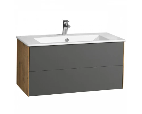 Тумба СОХО 100, дуб веллингтон, графит софт (под раковину ЭЛИНА 100)