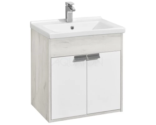 Тумба белый глянец/дуб крафт 58,2 см Акватон Флай 1A237301FAX10