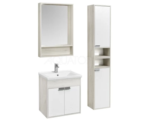 Тумба белый глянец/дуб крафт 58,2 см Акватон Флай 1A237301FAX10