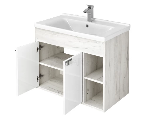 Тумба белый глянец/дуб крафт 79,2 см Акватон Флай 1A237401FAX10