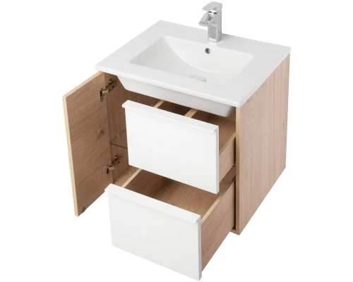 Тумба белый глянец/дуб эврика 60 см Акватон Бостон 1A252501BN010