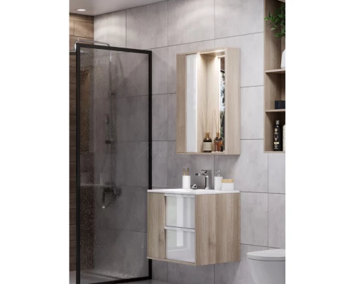 Тумба белый глянец/дуб эврика 60 см Акватон Бостон 1A252501BN010