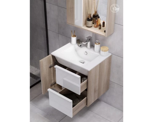 Тумба белый глянец/дуб эврика 74,2 см Акватон Бостон 1A252601BN010