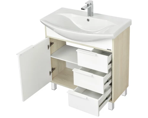 Тумба белый глянец/ясень фабрик 76 см Акватон Рико 1A215401RIB90