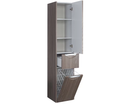 Пенал подвесной дуб макиато с бельевой корзиной R Акватон Сильва 1A215603SIW5R