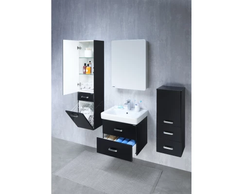 Пенал подвесной черный с бельевой корзиной Акватон Америна 1A135203AM950