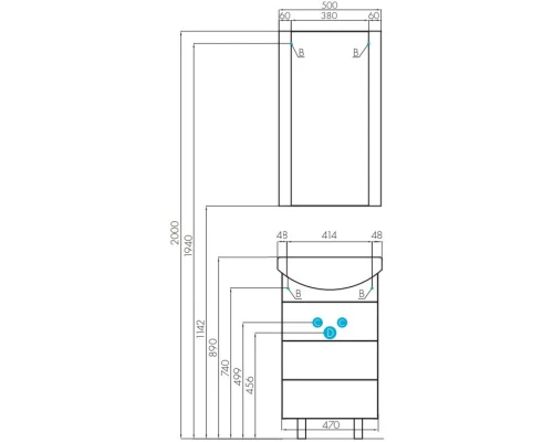 Тумба с раковиной темно-коричневый 50,5 см Акватон Ария 1A1402K0AA430