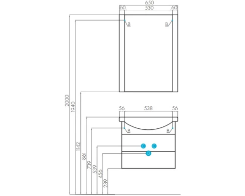 Тумба с раковиной темно-коричневый 65 см Акватон Ария 1A1233K0AA430