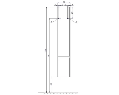 Пенал подвесной белый глянец/бетон пайн R Акватон Капри 1A230503KPDAR