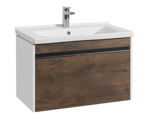 Тумба с раковиной белый глянец/таксония темная 80 см Акватон Капри 1A2302K1KPDB0