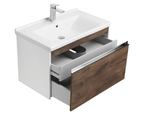 Тумба с раковиной белый глянец/таксония темная 80 см Акватон Капри 1A2302K1KPDB0