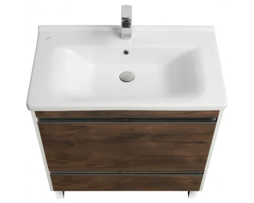 Тумба с раковиной белый глянец/таксония темная 80 см Акватон Капри 1A2302K1KPDB0