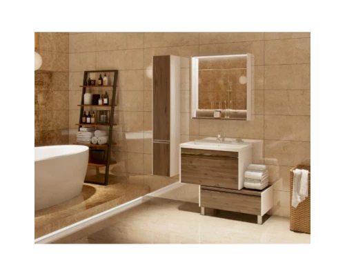 Тумба с раковиной белый глянец/таксония темная 80 см Акватон Капри 1A2302K1KPDB0