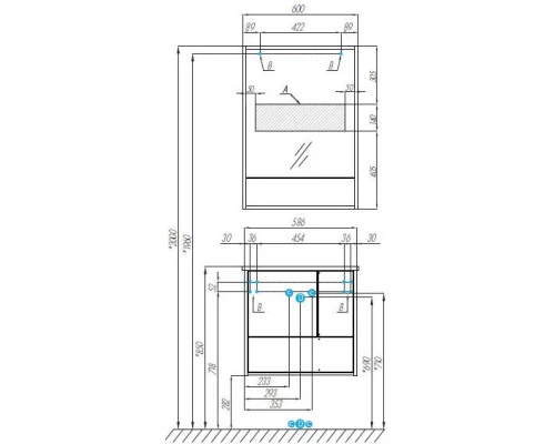 Тумба белый матовый 58,6 см Акватон Ривьера 1A238801RVX20