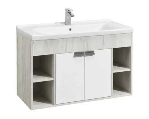 Тумба белый глянец/дуб крафт 99,2 см Акватон Флай 1A237501FAX10