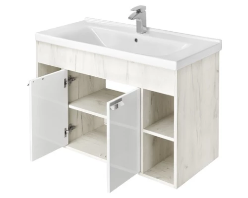 Тумба белый глянец/дуб крафт 99,2 см Акватон Флай 1A237501FAX10