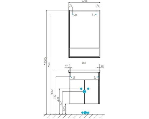 Зеркало 60x91 см дуб крафт Акватон Флай 1A237602FA860