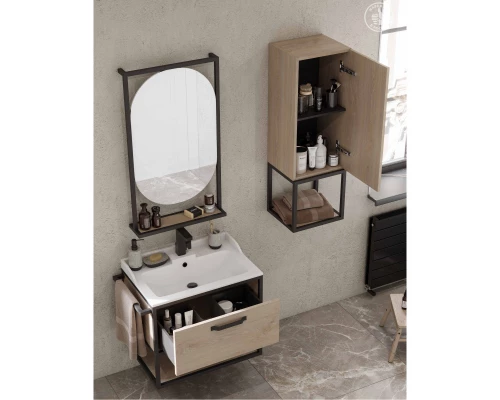 Зеркало 52x90 см дуб эндгрейн/черный Акватон Лофт Фабрик 1A242502LTDU0