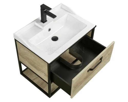 Тумба дуб эндгрейн/черный 64,2 см Акватон Лофт Фабрик 1A242301LTDU0