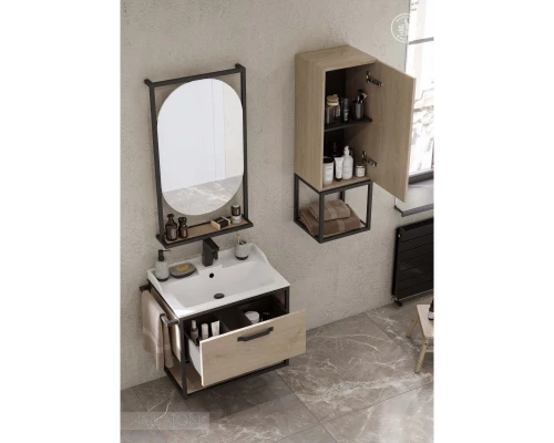 Тумба с раковиной дуб эндгрейн/черный 65,3 см Акватон Лофт Фабрик 1A2423K1LTDU0