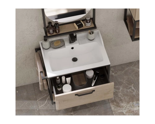 Тумба с раковиной дуб эндгрейн/черный 65,3 см Акватон Лофт Фабрик 1A2423K1LTDU0