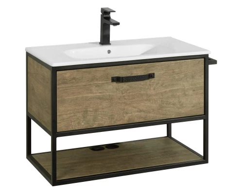 Тумба с раковиной дуб кантри/черный 80 см Акватон Лофт Фабрик 1A2424K6LTDY0