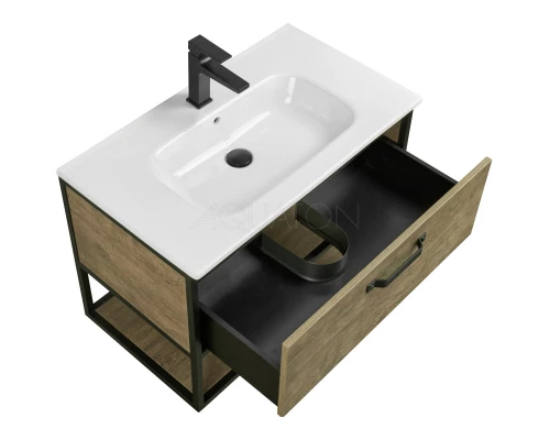 Тумба с раковиной дуб кантри/черный 80 см Акватон Лофт Фабрик 1A2424K6LTDY0