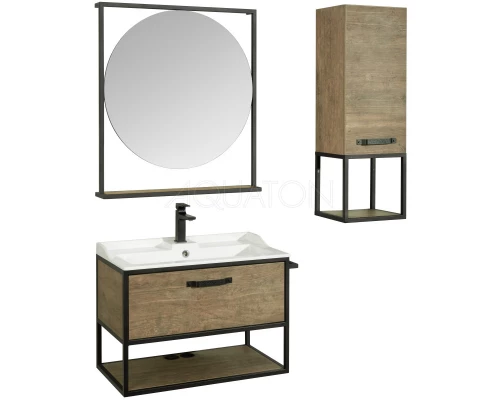 Тумба с раковиной дуб кантри/черный 80 см Акватон Лофт Фабрик 1A2424K0LTDY0