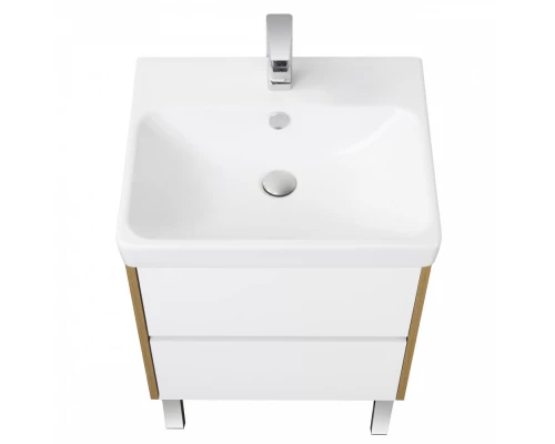 Тумба СКАНДИ 70, белая, дуб рустикальный (под раковину АДРИАНА 70) 