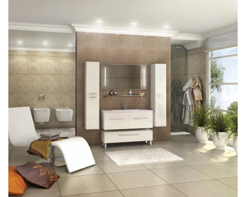 Тумба МАДРИД 120 М, 2 ящика, белая (под раковину АЙРИС М 120, АЙРИС 120, ПРЕМЬЕР М 120, ПРЕМЬЕР 120)