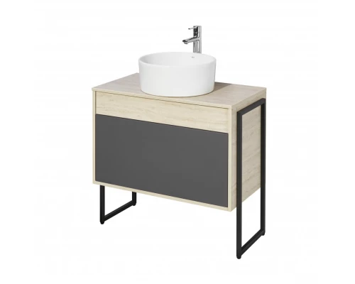 Тумба ЛОФТ УРБАН 80, серый графит, дуб орегон (под раковину MILA 35, MILA 40, ОДРИ 42)