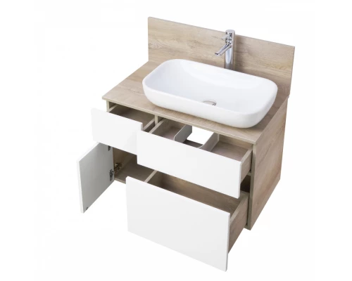 Тумба МИШЕЛЬ 80, дуб эндгрейн, белая (под раковину ОДРИ 42, MILA 350, ЛОЛА 60)