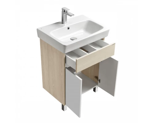 Тумба ВЕРДИ 60 Н, на ножках, белая, ясень фабрик (под раковину НЕО 60)