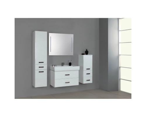 Пенал подвесной белый рифт с бельевой корзиной Акватон Америна 1A135203AMD1R