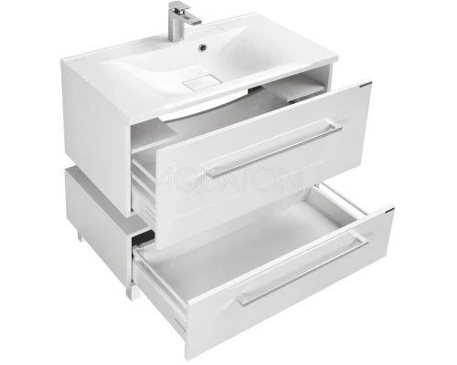 Тумба с раковиной белый глянец 80 см Акватон Мадрид 1A1268K0MA010