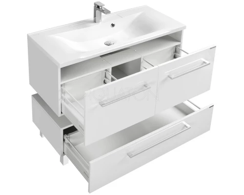 Тумба с раковиной белый глянец 100 см Акватон Мадрид 1A1280K0MA010