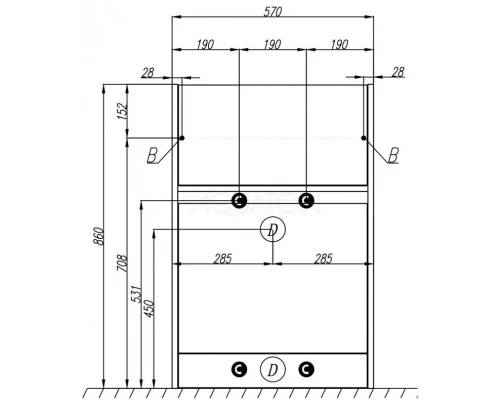 Тумба белый глянец 57 см Акватон Лондри 1A235901LH010